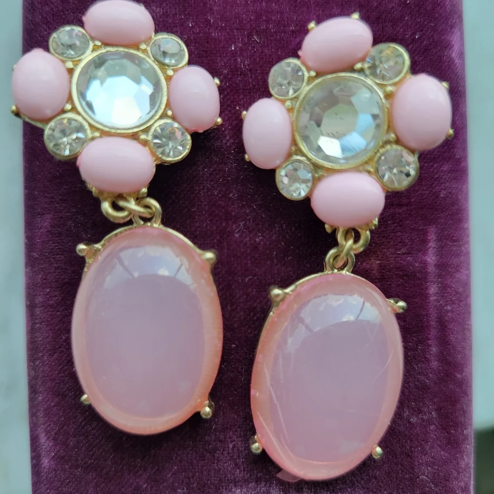 Contemporary Clip-On Earrings ~ 4pr ~ Rhinestones ~ Craft ~ Re-purpose ~ Upcycle